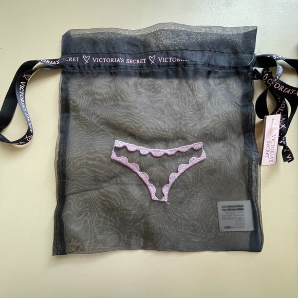 New Victoria's Secret Lingerie Bags Set of 2 Storage Travel Sheer Black Pink NWT - Picture 4 of 4